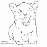 Corgi Coloring Pages Puppy Dog Cute Line Color Drawing Dogs Template Welsh Puppies Corgis Printable Drawings K9 Print Pembroke Getdrawings sketch template