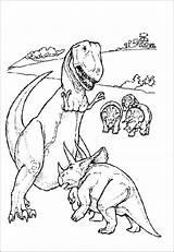 Coloring Pages Dinosaur Printable Rex Dessin Triceratops Tyrannosaure sketch template