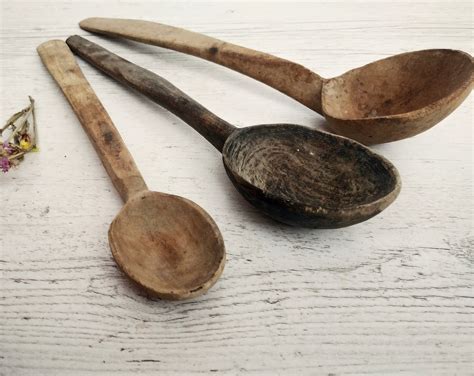 large antique wooden spoon set   country kitchen decor etsy