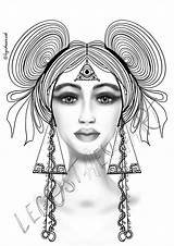 Coloring Printable Pages Shaman Fantasy Girl Loading sketch template