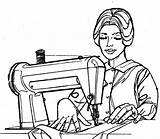 Sewing Clipart Quilting Woman Dressmaker Notions Clip Machine Sew Vintage Christian Cartoon Cliparts Library Treasure Box Lady Ladies Adel Needle sketch template