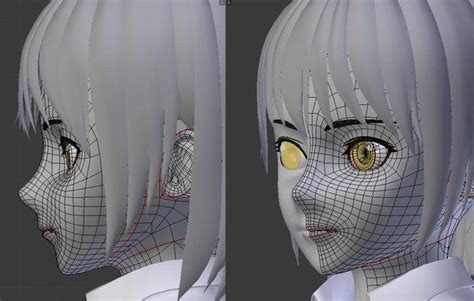 3d anime face poly topology（画像あり） blender モデリング 3d キャラクター 萌えキャラ