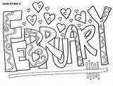 Coloring February Pages Months Year Classroomdoodles Doodle Kids sketch template