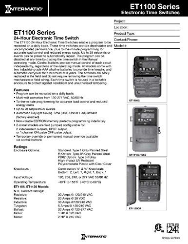 intermatic etcr  hour  amps xspst  dpst electronic time switch clock voltage
