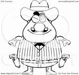 Wild West Cowboy Cartoon Coloring Chubby Male Grinning Clipart Cory Thoman Outlined Vector Angry Holding Pistols 2021 sketch template