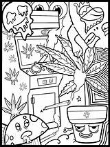Coloring Stoner Adults Funny Pages Weed Illustration Color Add sketch template
