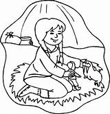 Coloring Inuit Girl Doll Play House Her sketch template