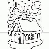 House Christmas Drawing Coloring Snowy Camp Ad sketch template