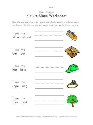 picture clues worksheet