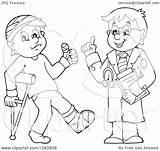 Clipart Doctor Injured Outline Patient Male Illustration Cartoon Visekart Royalty Lineart Vector 2021 sketch template
