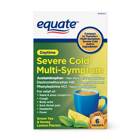 equate severe cold flu relief green tea honey lemon flavors