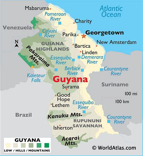 physical map  guyana