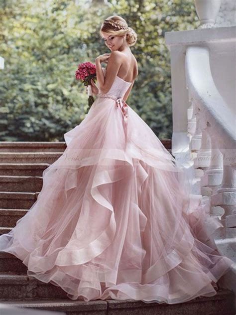 pretty pink wedding dresses   wedding