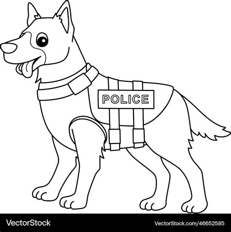 police dog isolated coloring page  kids vector image