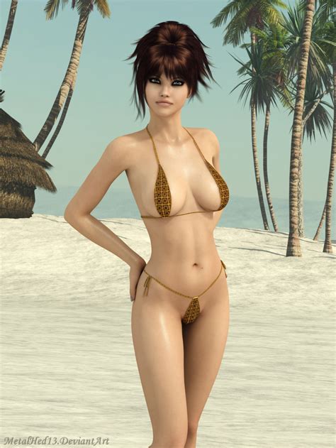 Rule 34 3d Beach Big Breasts Bikini Birthmark Breasts Brown Hair