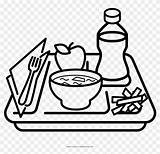 Lunch Clipart Coloring Food Tray Pages sketch template