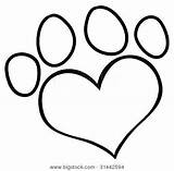 Paw Dog Print Coloring Heart Pages Clip Clipart Drawing Paws Bone Cat Cartoon Prints Outlined Shaped Outline Patrol Easter Pawprint sketch template