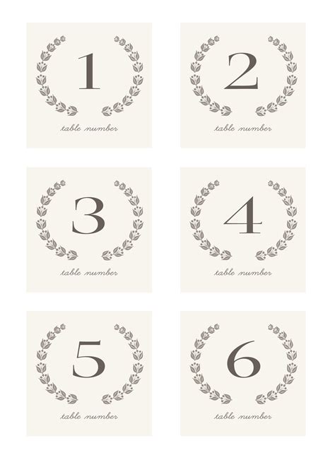 wedding table numbers printable printable table numbers card template