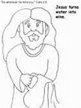 Jesus Coloring Pages Turns Wine Bible Water Into Ws sketch template