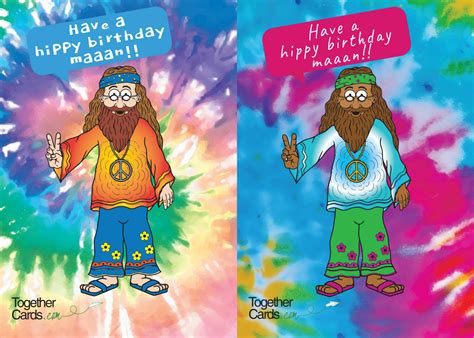 hippie happy birthday card  togethercardscom  lee oconnor