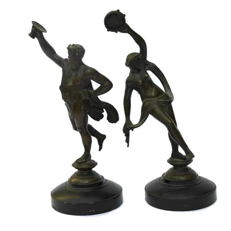 french antique bronze statuettes  bacchus  baccante