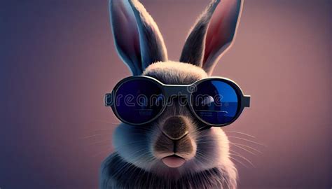 easter bunny cool  sunglasses  soft background ai generative stock illustration