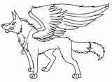Winged Wolf sketch template