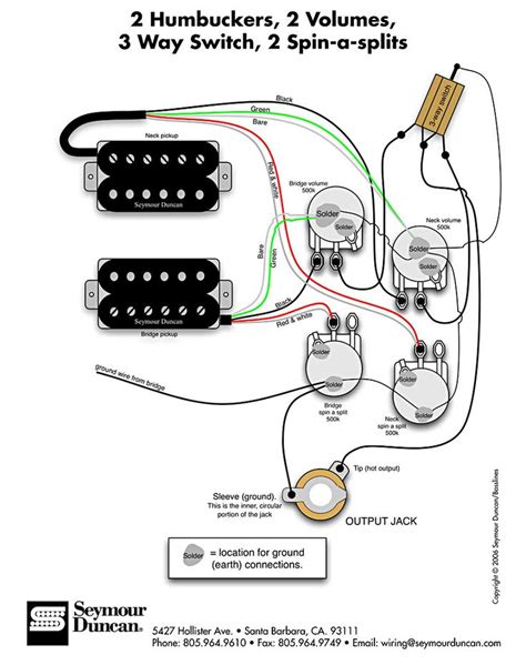 seymour duncan wiring diagram  humbuckers  vol    spin  splits guitar pickups