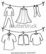 Clothes Line Washing Vector Shutterstock Stock sketch template