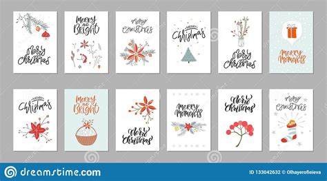 collection cute merry christmas gift cards  set   printable