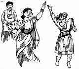 Clipart Folk Indian Maharashtra Pages Dancing Line Coloring Cliparts Dance Clip India Mountain Travel Heritage Drawing American Culture Lavani Designs sketch template