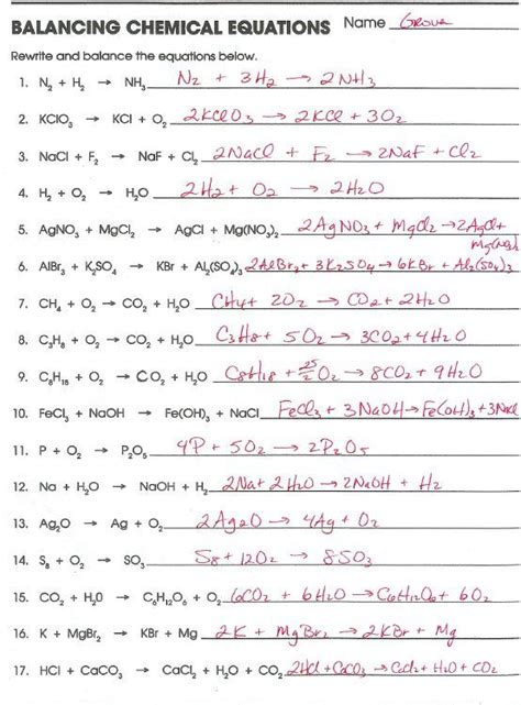 chemical equations worksheet answer key thekidsworksheet