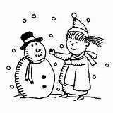 Coloring Hug Little Girl Snowman Want Young Winter Mr Season sketch template