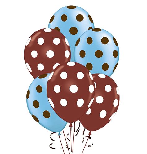 polka dot balloons  premium baby blue  brown    print brown  white dots pkg