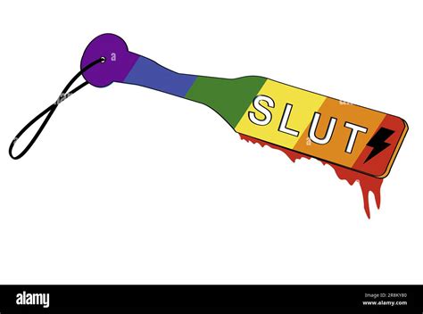 Slut Spanking Paddle Bondage Design With Rainbow Colors Vector