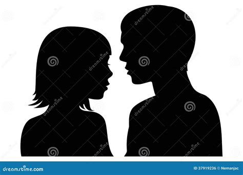 Man And Woman Facing Each Other Silhouette Royalty Free Stock Image