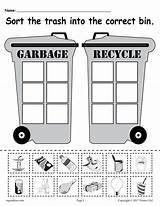 Worksheets Recycling Trash Activities Printable Earth Sorting sketch template
