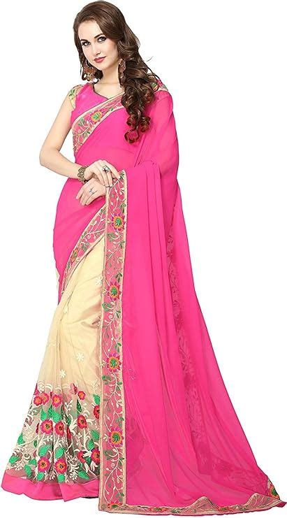 traditionelle indische saris stil frauen bestickt rosa und strand halb