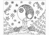 Loup Mandala Lune Coloriages Loups sketch template