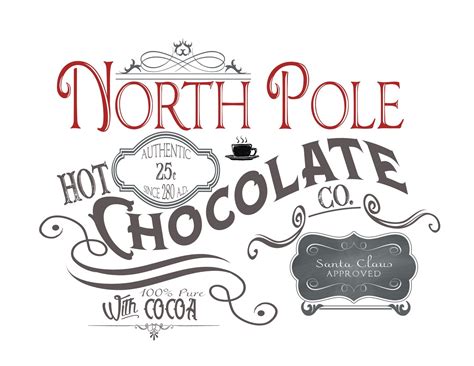 north pole hot chocolate  printable hot chocolate bar pretty
