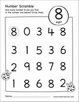 Number Worksheets Preschool Printable Eight Worksheet Kindergarten Activity Scramble Activities Math Choose Board Learning Tracing Colouring Counting sketch template