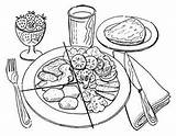 Plate Healthy Food Clipart Drawing Meal Drawings Collection sketch template