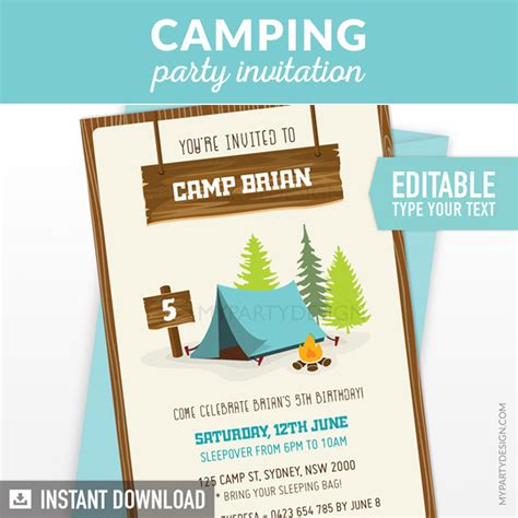 printable camping party invitation ubicaciondepersonascdmxgobmx
