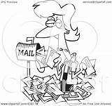 Junk Mail Overwhelmed Cartoon Woman Outline Illustration Royalty Toonaday Rf Clip Leishman Ron Clipart Regarding Notes sketch template