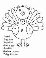 Thanksgiving Coloring Pages Color Printable Kids Number sketch template