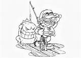 Garfield Coloring Fishing sketch template