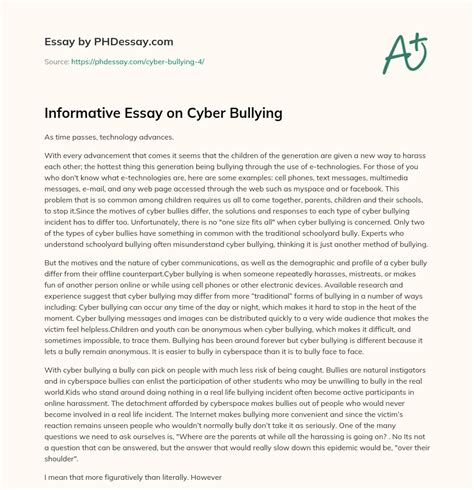informative essay  cyber bullying phdessaycom