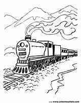 Train Coloring Pages Steam Locomotive Drawing Polar Express Engine Printable Kids Mountain Boys Line Track Scenery Pacific Union Csx Colouring sketch template