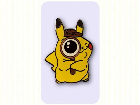 Pikachu Detective Enamel Pin Etsy Enamel Pin Etsy Soft Enamel Pins