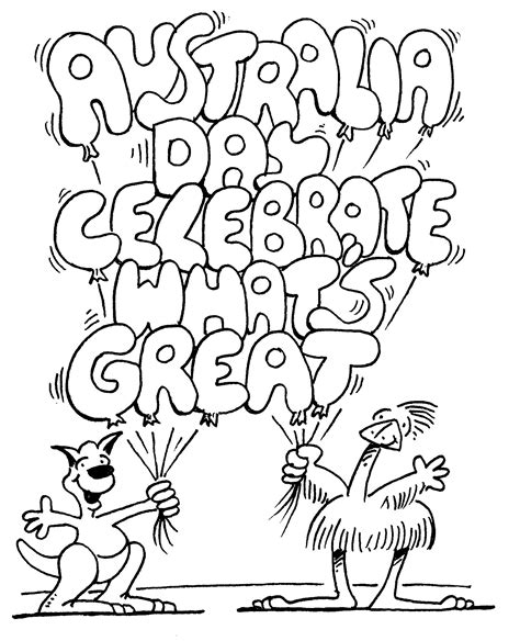 australia day celebrate whats great coloring  kids animal coloring